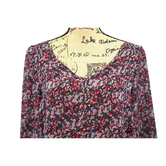 BCBGeneration Blouse Women M Multicolor Cut‎ Out Back Semi Sheer Lightweight Top - Picture 4 of 9